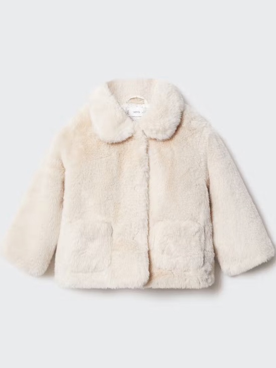 Mango Other - MANGO Cream Faux-Fur Kids Coat Size 12-18M NWT